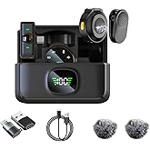 Caiord 2 Pack Wireless Lavalier Microphone for iPhone 15, Android, USB C, ipad with Adapter Included, Noise Cancellation Mini Lapel Mic for YouTube, Recording, Vlog, Facebook Live Streaming (Black)