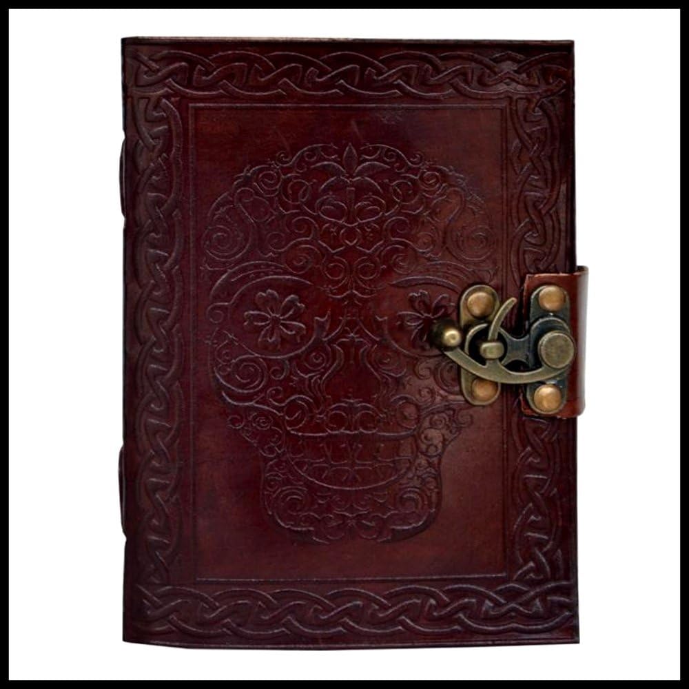 Leather Journal Book Skull Embossed Handmade Personal Organizer Daily Planner Notebook Office Diary College Handbook Sketch Book Office Supplies 5X 7 Inches