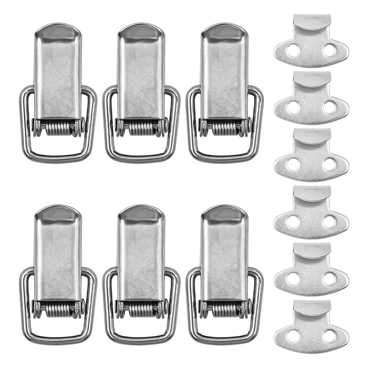 Stainless Steel Spring Loaded Toggle Latch Silver Catch Hasp Clamp Clip Lock with Screws for Cabinet Wooden Case Box Chest(6 Pack)
