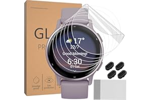 Vancle 6 Pack for Garmin Vivoactive 6 / Vivoactive 5 Screen Protector with 4 Pack Silicone Anti-dust Plugs, Anti Scratch Soft