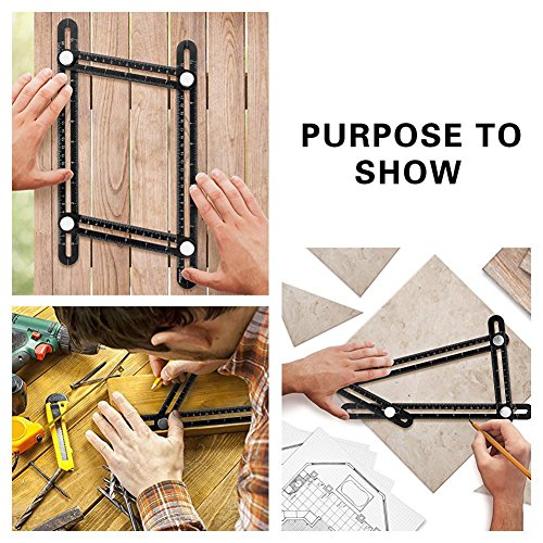 Universal Angularizer Ruler, Tengyes Angle Template Tool - Full Metal Multi Angle Measuring Ruler Angleizer Template Tool - Upgraded Aluminum Alloy Multi Functional Ruler