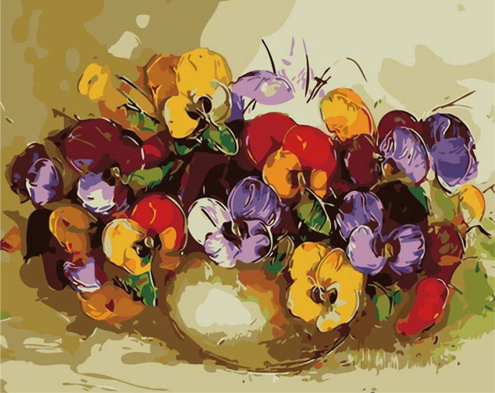 DIY Fabric Decorating Kits, ABEUTY Paint by Numbers Colorful Flowers 16x20 inches Number Painting Wall Art