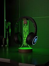 YuanDian RGB Headphone Stand Wooden Holder 16 Color LED Light for Gaming Desk view 4