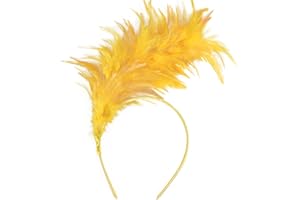 KICOFIT Feathers Headband Masquerade Headpiece for Women Halloween Christmas Party Favor Floral Fascinator Crown (Feather-yellow, One size)