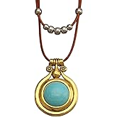 Bjesinmo Leather Necklace for Women Long Boho Pendant Hippie Choker Necklace Bohemian Layered Leather Rope Wooden Jewelry Gifts