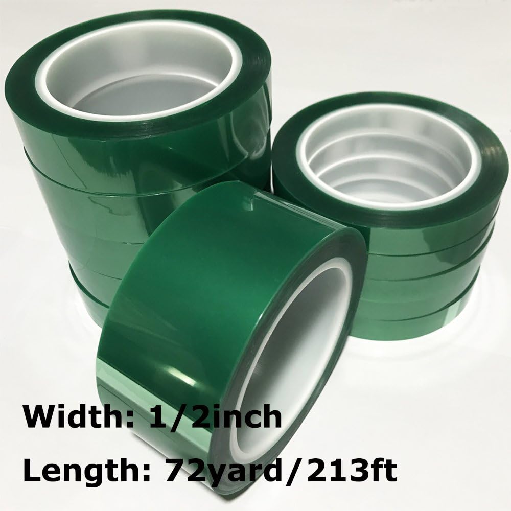 2Mil Green Powder Coating Masking Tape - High Temperature (1/2")