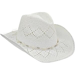Straw Cowboy Hat for Women, Cowgirl Hat with Decorative Bands, Wide Brim Woven Sun Hat Western Cowboy Hat