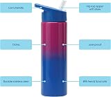 Smash Stainless Steel Water Bottle 750ml Blue Magenta with Flip Top Lid view 2