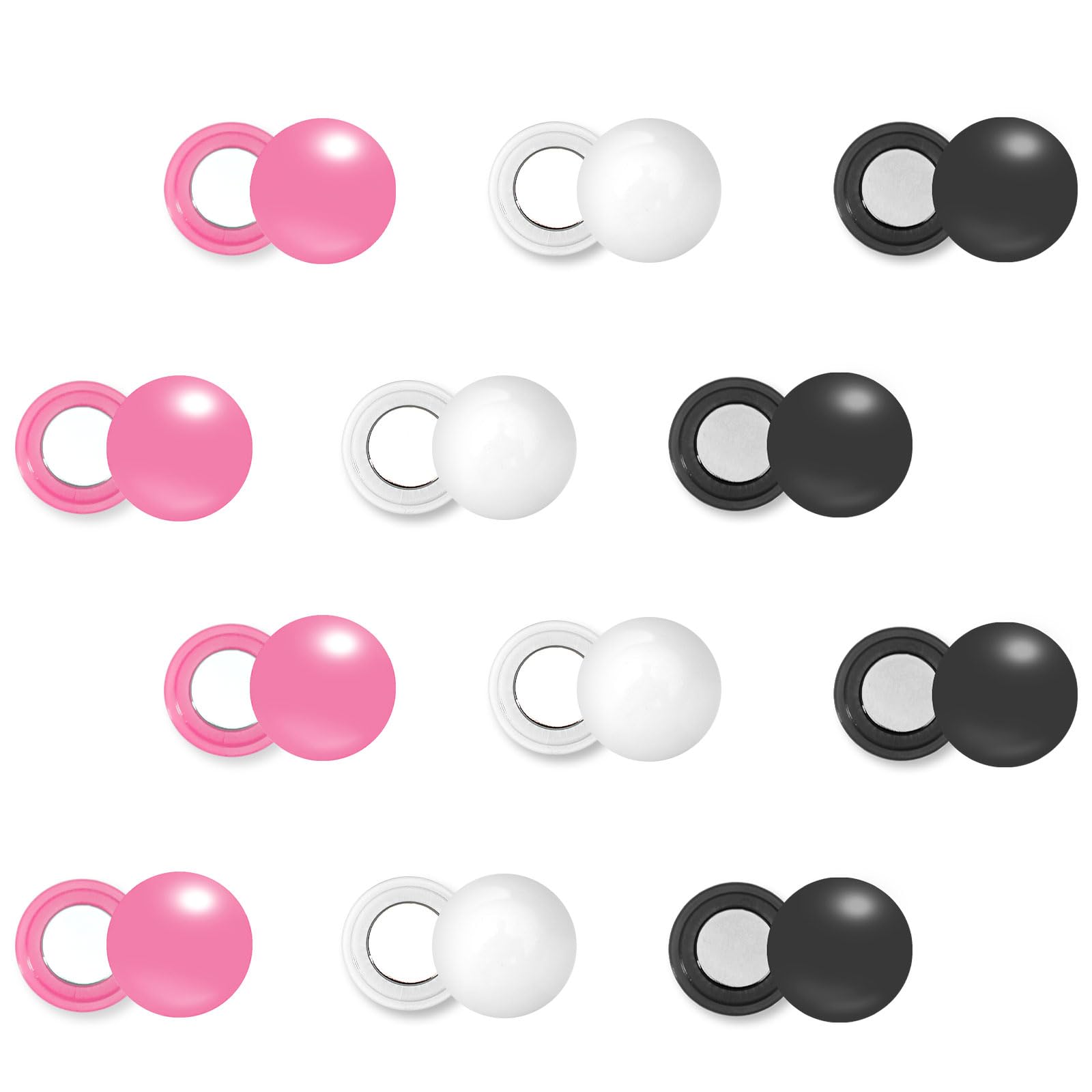 Photo 1 of 12 Pairs Magnetic Race Bib Clips, Marathon Race Number Holder Running Racing Bib Buckles Fixing System for Cycling Triathlon Runners Field Supplies (Black, White, Pink)