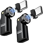 USB C Magnetic Adapter 240W (2Pack) - 9 PIN Magnetic Type-C Adaptor with 180° 360° Rotating, Right Angle USBC to USB C 90 Deg