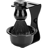 Men's Shaving Brush Set, 3 in 1 Kit with Hair Shaving Brush, Soap Bowl, Acrylic Holder Stand, Home Barber Gift