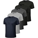 5 Pack Workout Shirts for Men-Quick Dry Black Gym Moisture Wicking Short Sleeve T-Shirts for Running Athletic Casual