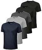 5 Pack Workout Shirts for Men-Quick Dry Black Gym