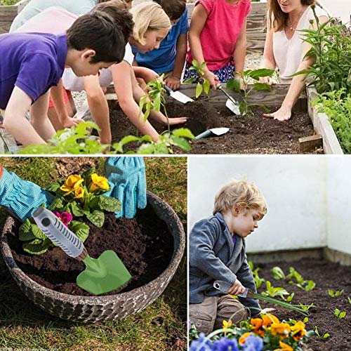 KEJIH Five-Piece Gardening Tools Set Potted Flower - Including Double Use Hoe 3 prongs,9-Teeth Leaf rake, 5-Teeth rake,Cultivator/Weeder,Trowel/Shovel with High Carbon Steel and Soft PVC Handle Grip