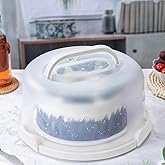 SETLUX 10in Plastic Cake Carrier with Handle, Round Cake Holder with Lid Pink Cake Container for 6in/8in/10in Cake(white)