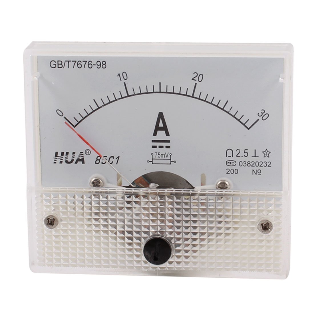 sourcingmap 85C1 DC 0-30A Class 2.5 Rectangle Analog Amperemeter Panel Meter Gauge