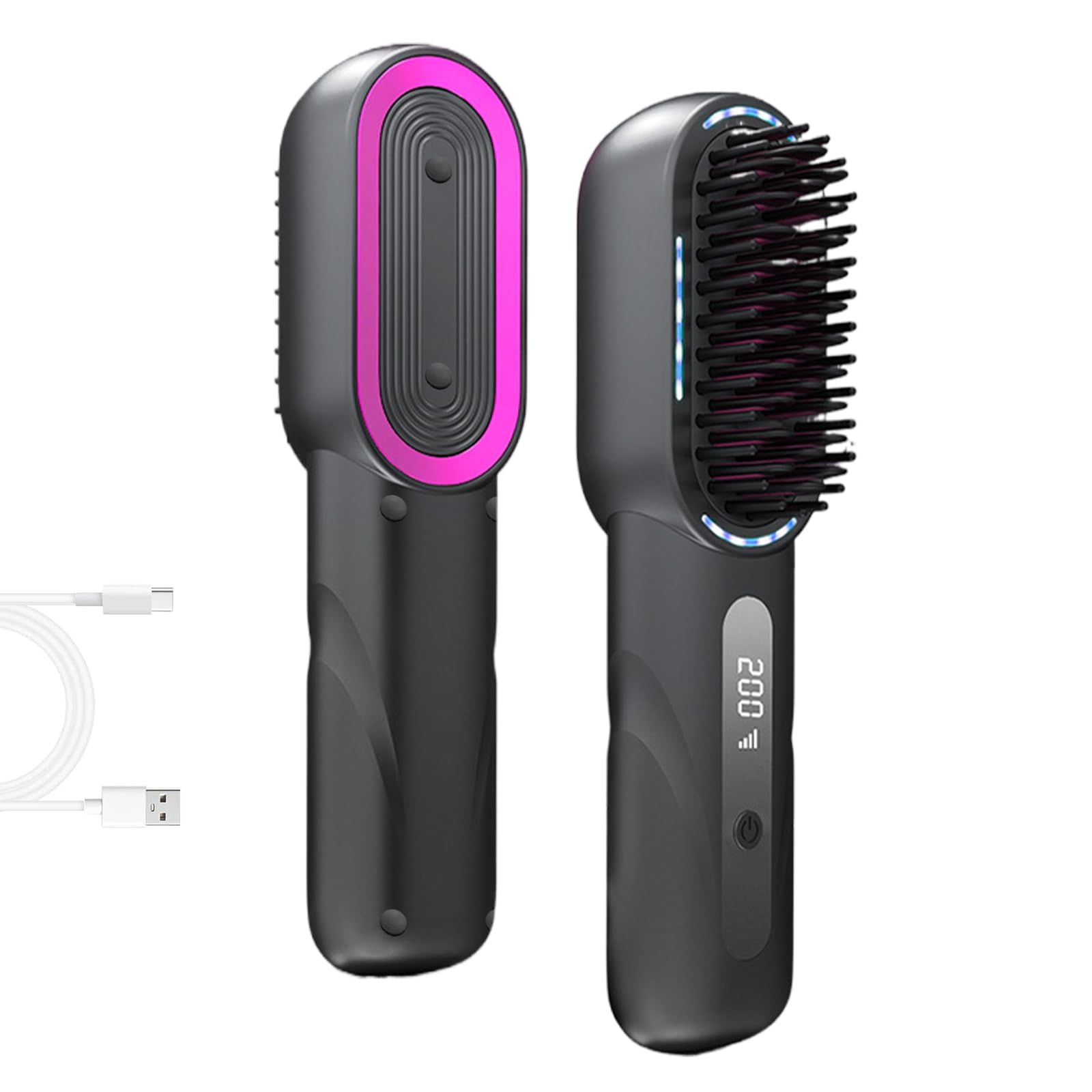 Asheyya Cordless Hair Styler Straightener Brush, Portable 4 Temperature Adjustable 2 in 1 Hot Comb Brush