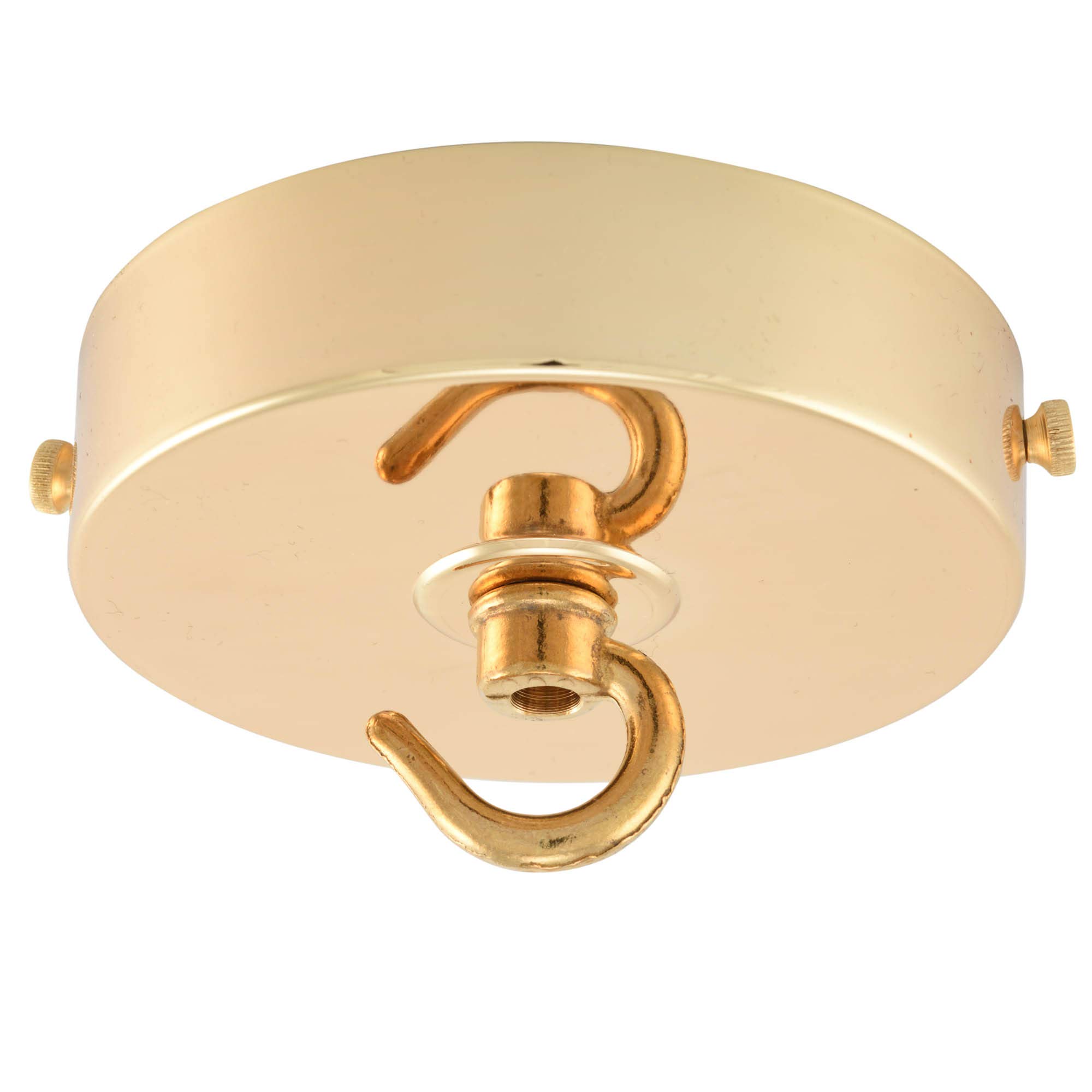 ElekTek 100mm Diameter Flat Top Ceiling Rose with Strap Bracket and Hook for Pendant Light Fittings and Chandeliers. Metallic Finishes Powder Coated Finishes Brass โ image 1