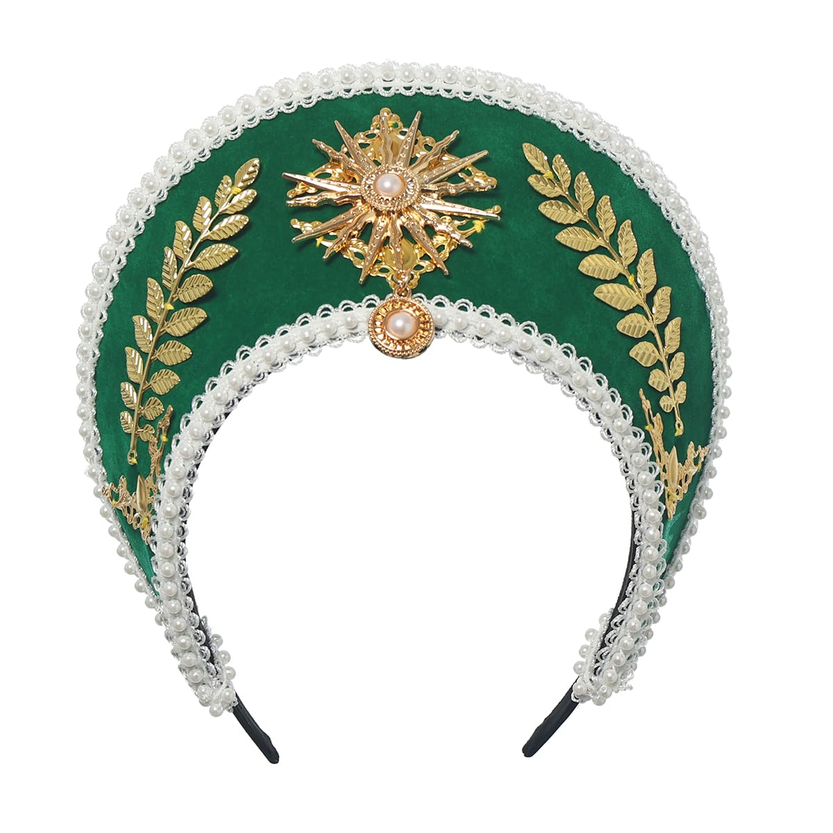 GRACEART Anne Boleyn Hat Headpiece Elizabethan Headwear Tudor Coronet Hood Hat Style-4(green) โ image 1