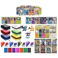 Totem World Pokemon Premium Collection 100 Cards with Tag Team GX Mega EX Trainer or Shining Holo, 10 Rares, 4 Booster Packs, 100 Protector Sleeves, Card Case, Deck Box and Figure