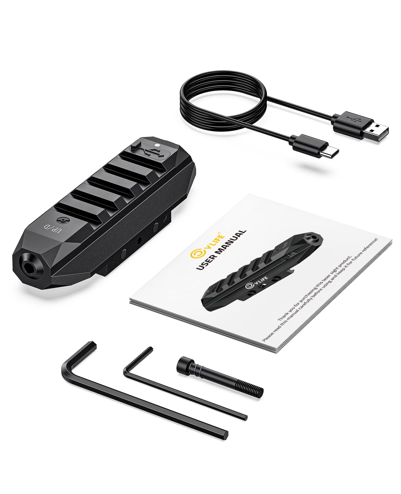 CVLIFE Laser Sight for Rifle, Low Profile Tactical Rechargeable Picatinny Rifle Laser Sight with Strobe Mode (Green Laser)