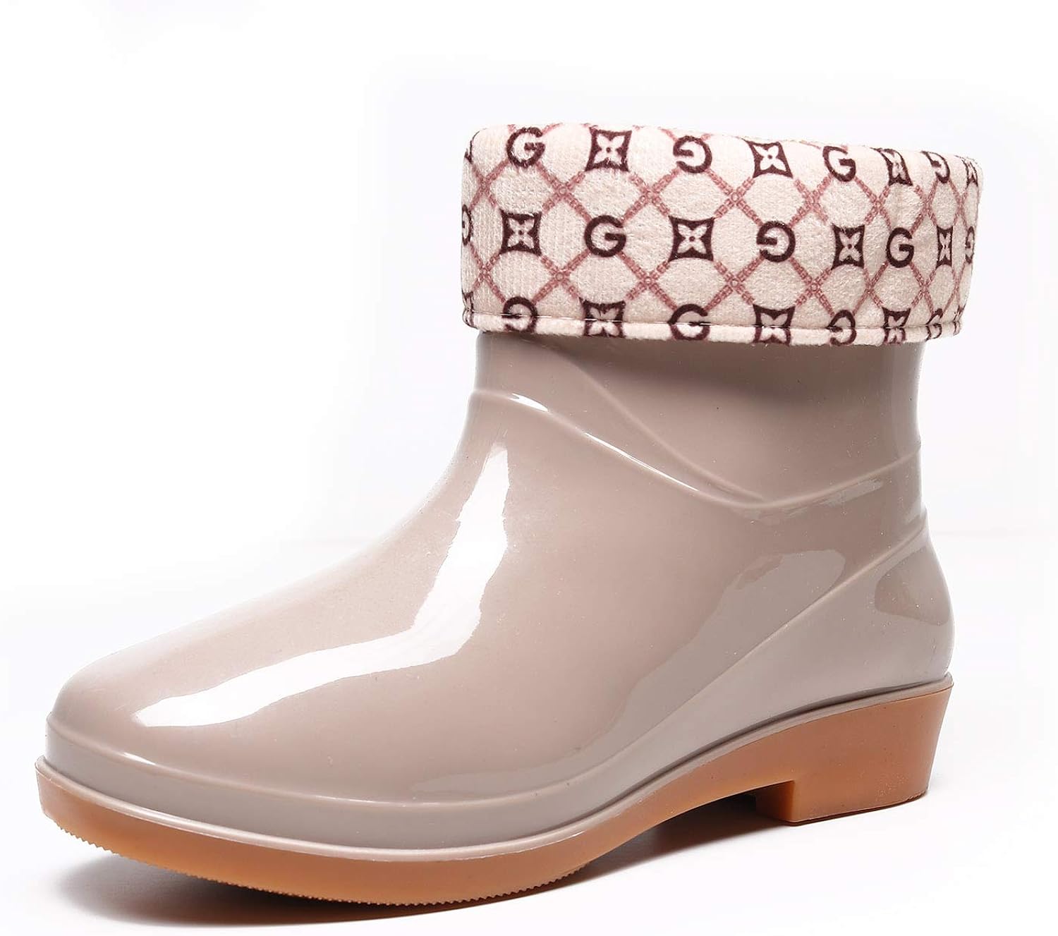 AlwaysU Women's Ankle Rain Boots with Removable Boot Socks