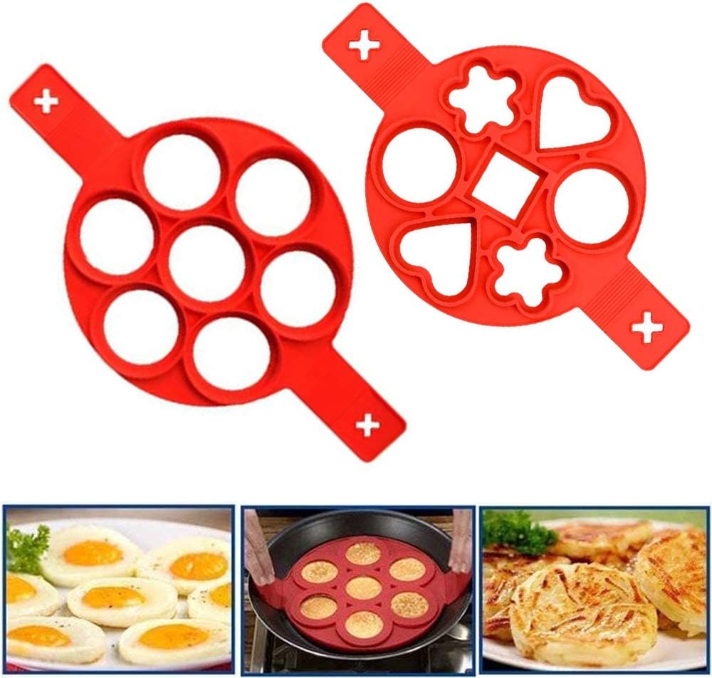 EXCELLENT 2 Pack Pancake Mold Maker Nonstick Silicone