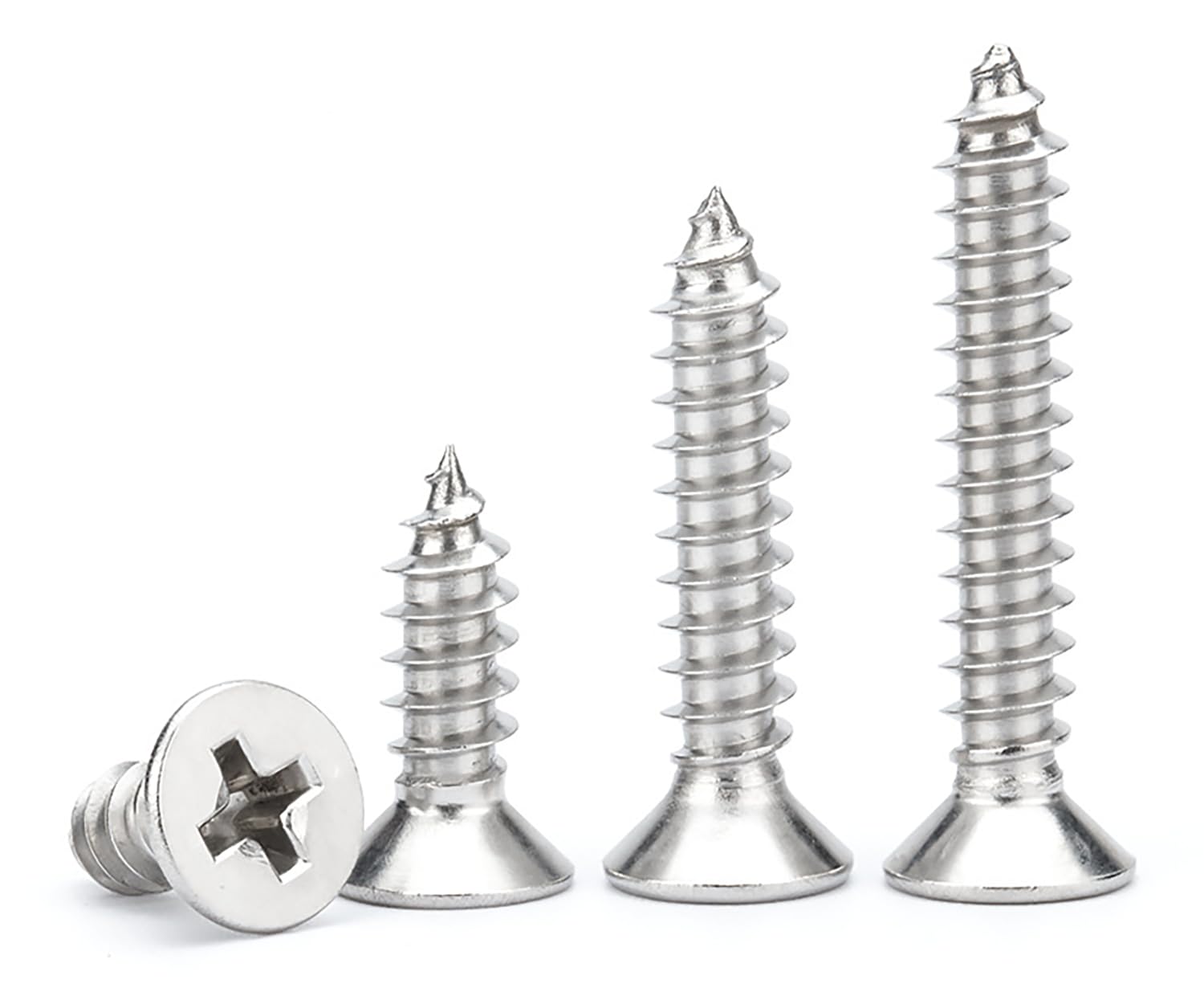 M4x30mm Phillips Flat Head Wood Screws 304 Stainless Steel Self-Tapping Full Thread for Wood/sheet-metal/plasterboard(60pcs) — image 1