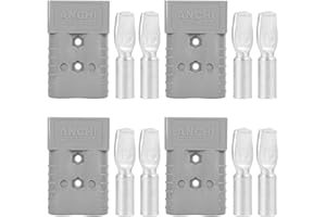 ANCHIMSR 350A Forklift Battery Connector 2/0 AWG Gray 350A 600V Plug, Jumper Cable Plug Connect/Disconnect for Recovery Winch, Towing Systems (4PCS 350A Gray)