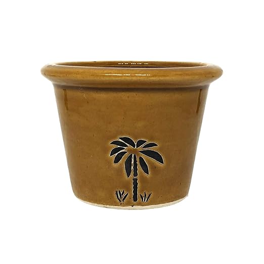 ShopMeFast Handcrafted Ceramic Pots Ceramic Planter for Indoor Plants/Planters,Home Decor,Garden Decor,Office Decor,Decorative Succulent Pot (Color: Dark Yellow)(L:9 cm, W:9 cm, H:8 cm)