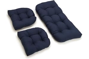 Blazing Needles Twill Settee Group Cushions, Navy, Set of 3