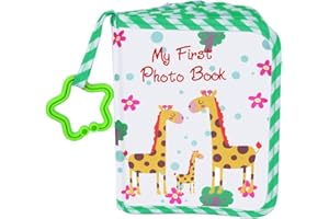 AUVCAS Baby Photo Album, Green, 4x6 Inch, Soft Cloth Cover, Holds 4x6 Inch Photos
