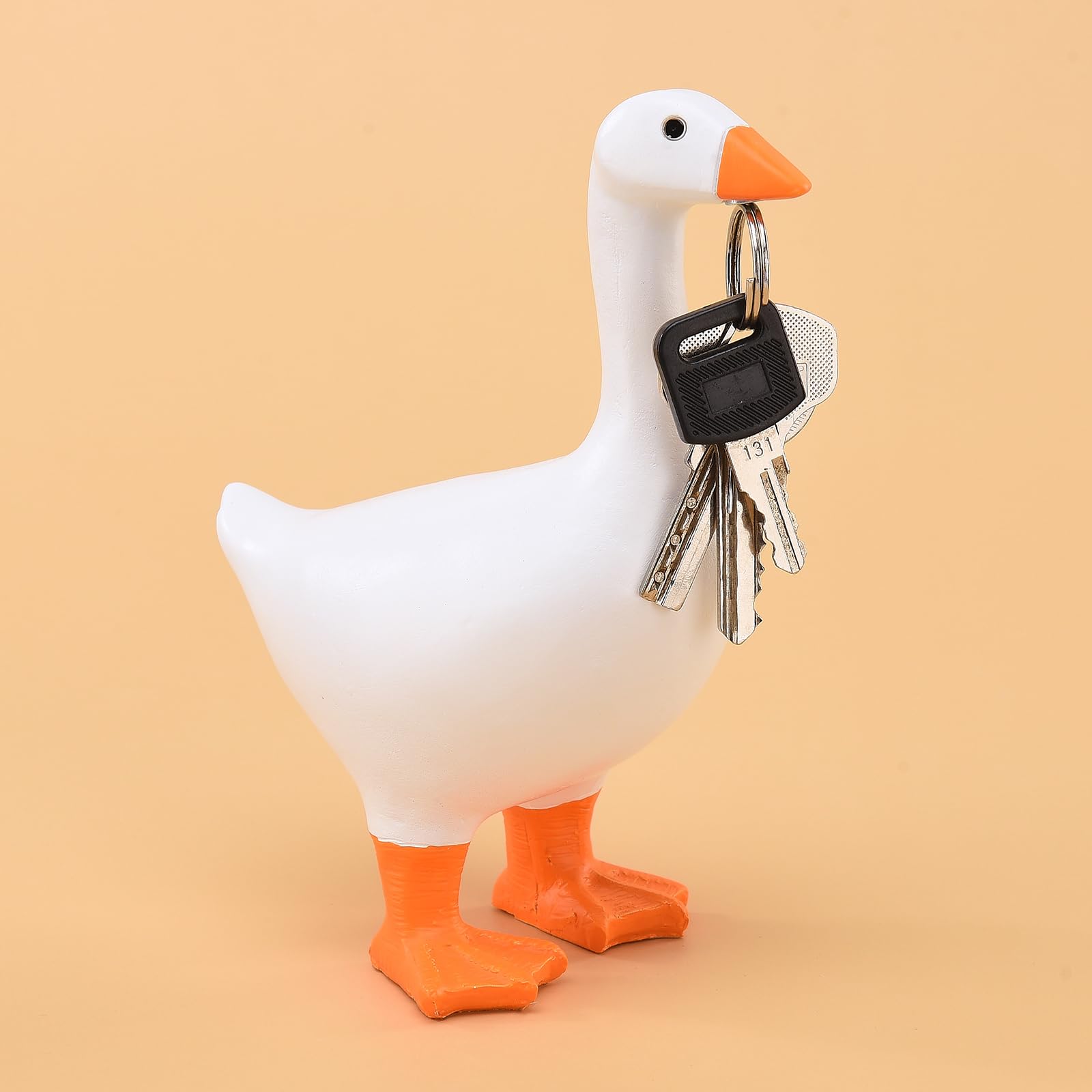 Goose Magnetic Key Holder, Resin Goose Duck Figurine Statue Magnetic Tool Holder, Cute Animal Figurines Key Holder, Hanging Storage Rack Ornament, Animal Figurines Key Storage Rack for(Orange)