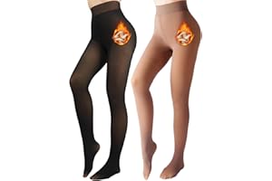 UniikStuff 2 Pack Fleece Lined Tights Sheer Winter - Fake Translucent Tights Winter Thick Warm Pantyhose Sheer Women Leggings