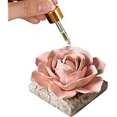 Iryanthos Ceramic Passive Essential Oil Diffuser, Aesthetic Desktop Handmade Flower &amp; Concrete Base, Porcelain Aromatherapy Oils Diffuser for Home, Office, Yoga, Spa Room (Pink Peony)