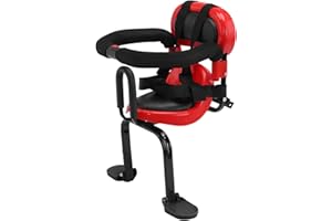 Back Mounted Child Bike Seat Toddler Bike Seat with U-Shaped Guardrail Folding Footrest and Belt