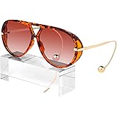 KesaPlan Vintage Oversized Aviator Sunglasses Women with Earring, 70s Retro Shield Big Frame 2025 Luxury Trendy Sun Glasses