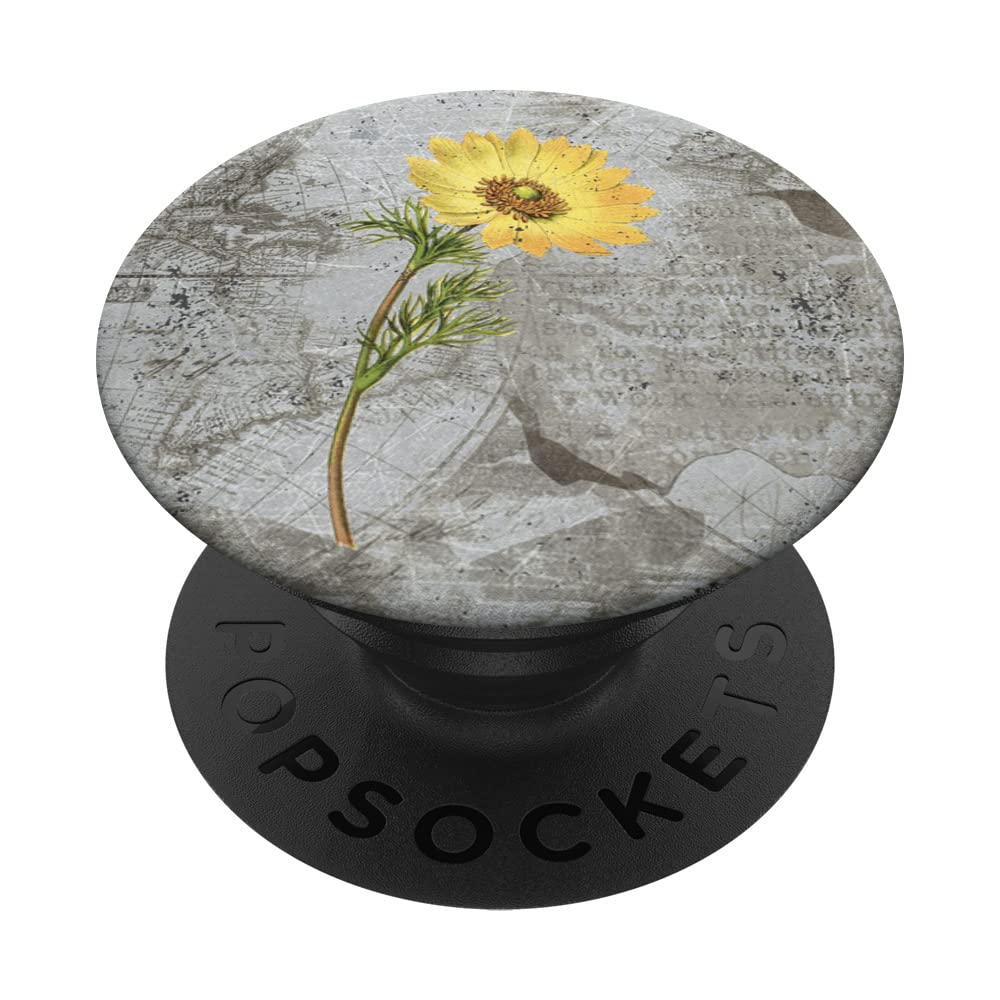 Aesthetic Yellow Wild Flower Floral Vintage Cottagecore PopSockets Swappable PopGrip