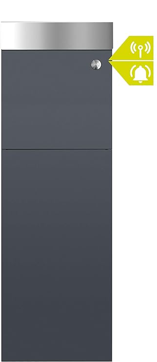 frabox Standbriefkasten Namur Anthrazitgrau/Edelstahl mit Funkklingel