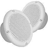 3” Water Resistant Speakers Dual Cone 50 Watts for Marine, RVs, & Hot Tubs Grills Included - Pair