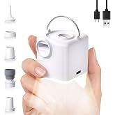 Portable Mini Air Pump for Inflatables, 4.5 kPa 2400mAh Air Mattress Pump Electric with Camping Light and 5 Nozzles, USB Rechargeable Quick Inflate Deflate for Pool Floats Camping Beach Travel