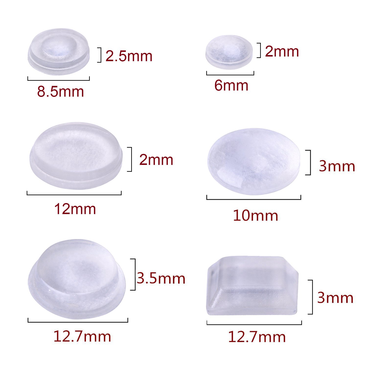 Outus 254 Pieces Clear Rubber Feet Bumper Pads Adhesive Transparent
