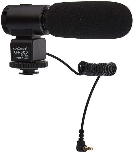K&F Concept CM-500 Kamera Mikrofon Richtrohrmikrofon Mikrophon für Camcorder Canon Nikon mit 3,5mm-Klinke