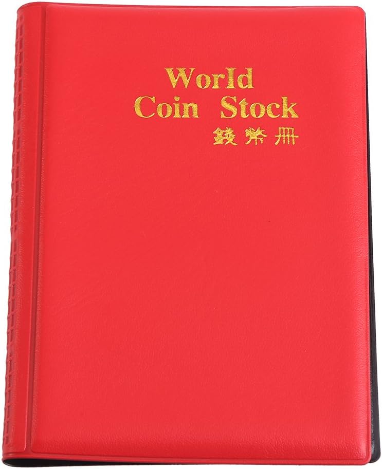 Cafopgrill Coin Album Books 10 Page 120 Pockets World Coin Stock Album Book Case Coin Holders Collection Storage Coin Collecting Holders Pockets(Red)