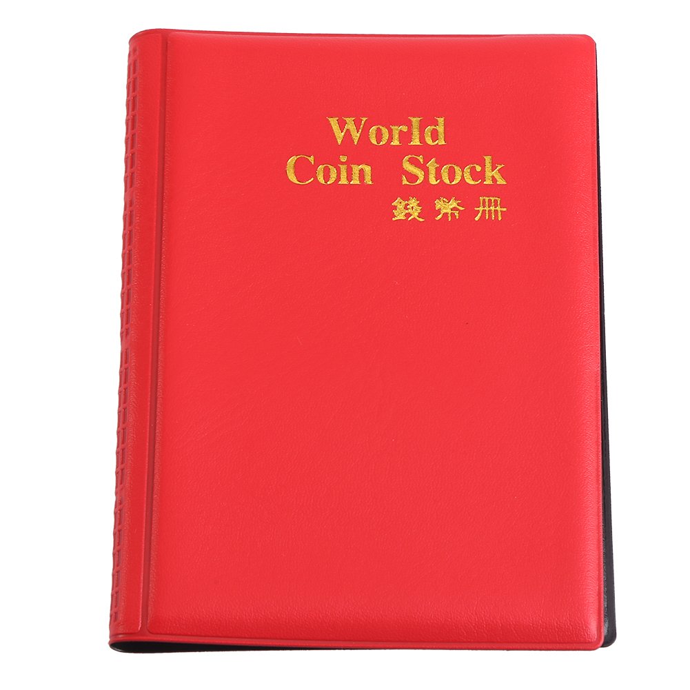 Cafopgrill Coin Album Books 10 Page 120 Pockets World Coin Stock Album Book Case Coin Holders Collection Storage Coin Collecting Holders Pockets(Red)
