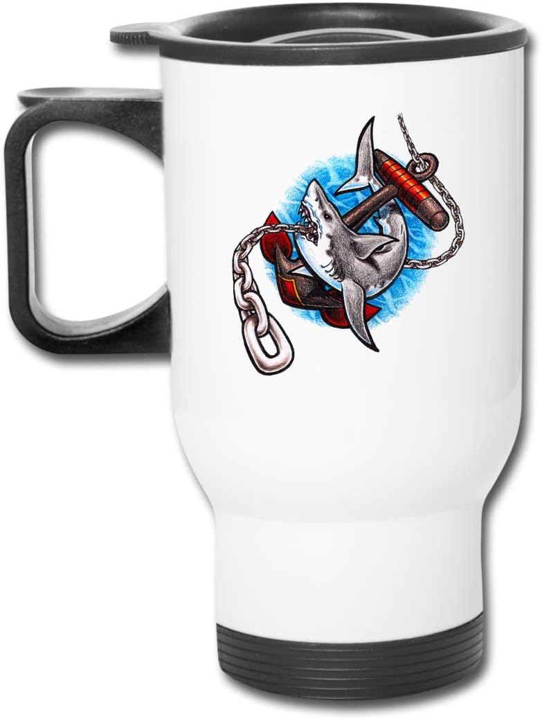 Old School Tattoos Shark Vacuum-Insulated Stainless Steel Travel Mug Fits Most Automobile Cup Holders Premium Stainless Steel Travel Mug Coffee Travel Mug