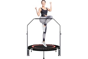ALTLER 40"/48" Foldable Mini Fitness Rebounder with Adjustable Foam Handle, Max Load 330/440 lbs, Indoor Cardio Exercise Rebounder for Adults