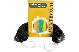 SPMKTBOZAI African Net Sponge Authentic, Exfoliating Body Scrubber Bath Sponge - Back Scrubber Washcloth for Shower with Travel Bag - Real African Scrub Exfoliator Body Care Bathing Accessories