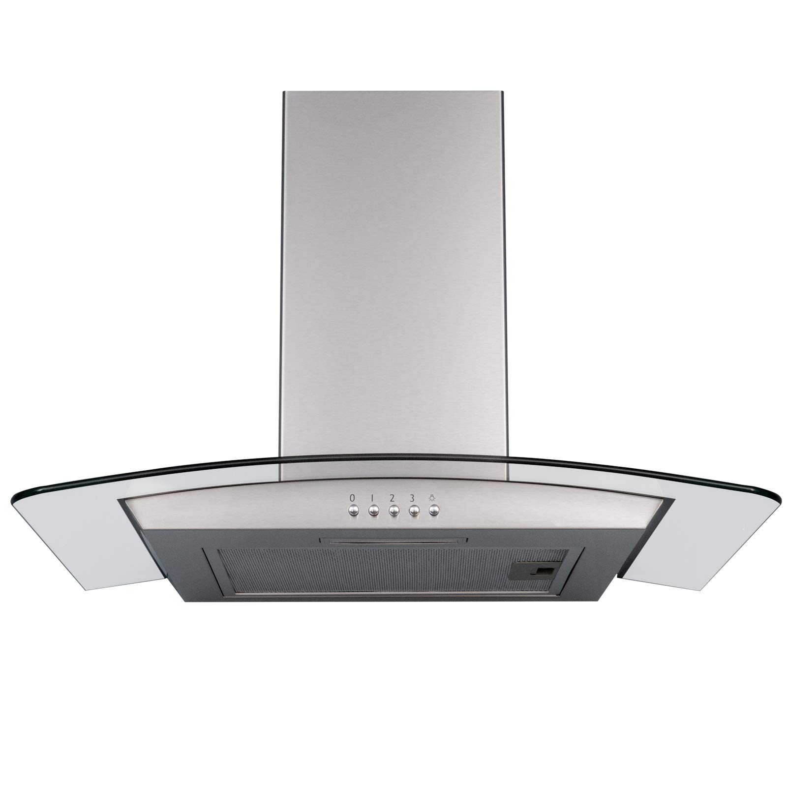 SIA 70cm Stainless Steel 5 Burner Gas Hob And Curved Glass Cooker Hood