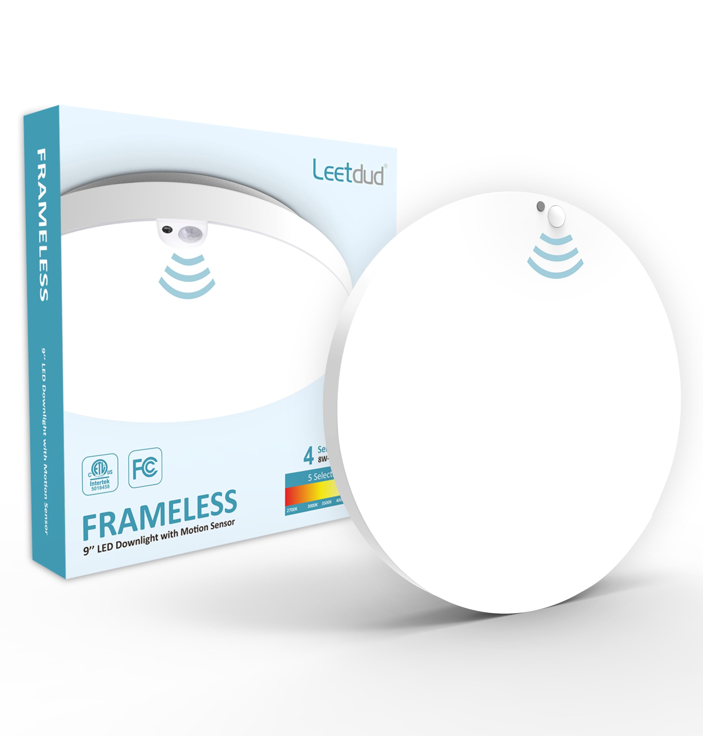 Photo 1 of Motion Sensor Ceiling Light Hardwired, 9 Inch 18W Flush Mount Closet Light, 1800 Lm, 5 CCT 2700/3000/3500/4000/5000K, 4 Brightness Settable, Rimless 10% Standby Bi-Level with Delay Off, ETL Listed